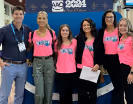 Orthodontic team wearing pink T shirts
