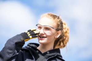 teenager blonde hair wearing braces