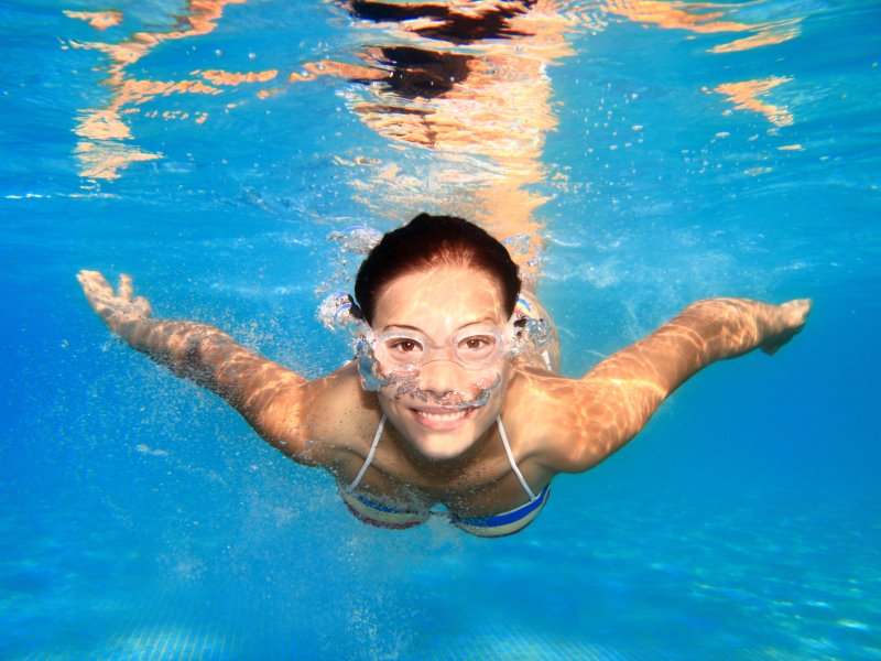 Woman swimming.